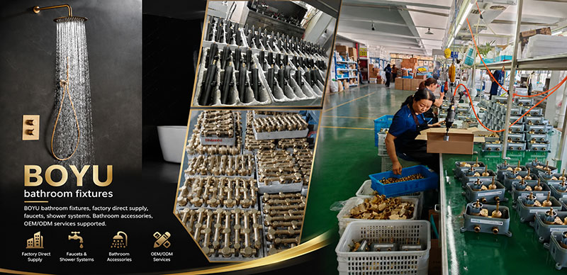 Phòng tắm BOYU 2026 Giới thiệu sản phẩm: Các sản phẩm chính bao gồm vòi, hệ thống vòi sen và phụ kiện phòng tắm.